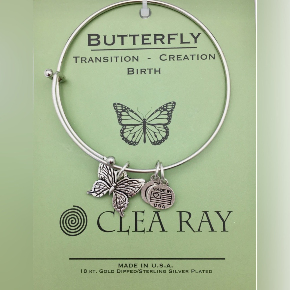 Clea Ray Butterfly Silver Bangle
